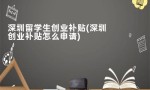 深圳留学生创业补贴(深圳创业补贴怎么申请)